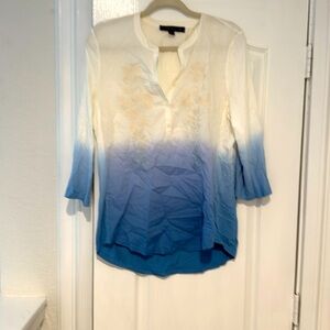 Tommy Hilfiger ~ Blouse. Linen Embroidered white blue size M